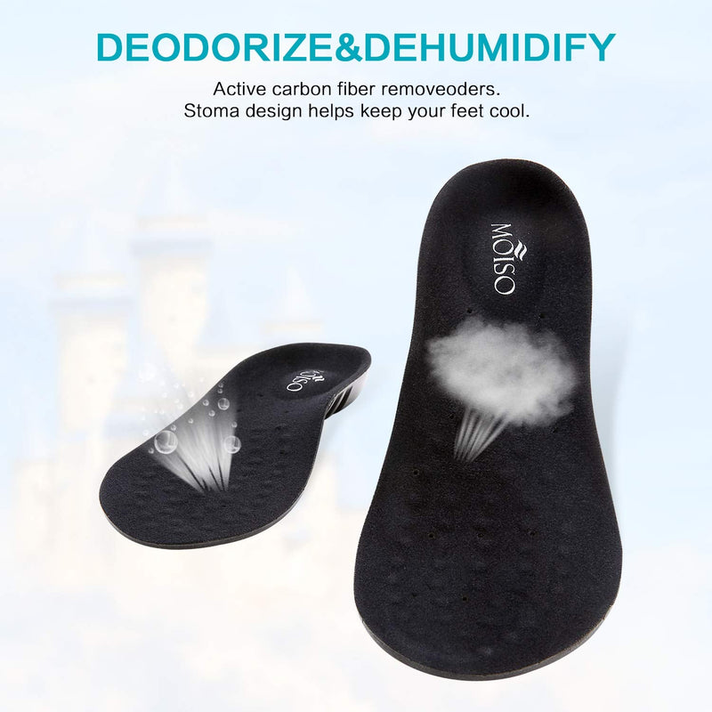 MOISO Memory Foam Orthotic Insoles for Plantar Fasciitis with Arch Support Shock Absorption Metatarsal Pad Stoma Design for men & women 2.5-4 UK Black - NewNest Australia