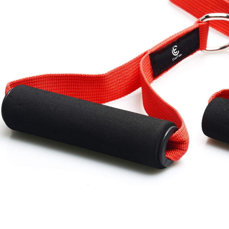 COITEK 2 Pair Resistance Band Handles Grips Fitness Strap Wide Design Heavy Duty Cable Handles with Solid ABS Cores, Durable Carabiners with Heavy Gauge Welded D-Rings (Red) - NewNest Australia