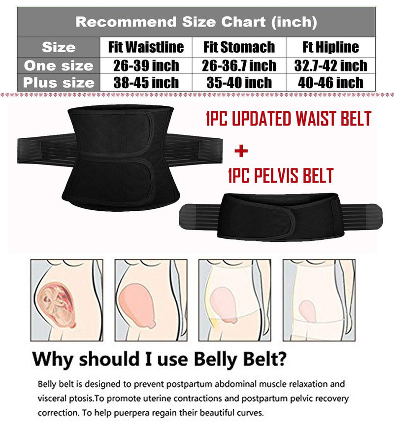 2 in 1 Postpartum Support Recovery Belly Wrap Waist/Pelvis Belt Body Shaper Postnatal Shapewear,One Size Black One Size (Pack of 1) - NewNest Australia
