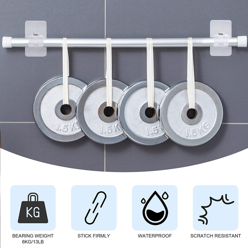 Curtain Rods Bracket No Drilling, 8 PCS Self Adhesive Curtain Rod Holders Nail Free Adjustable Curtain Hangers for Home Bathroom Kitchen and Hotel Use (Transparent) - NewNest Australia