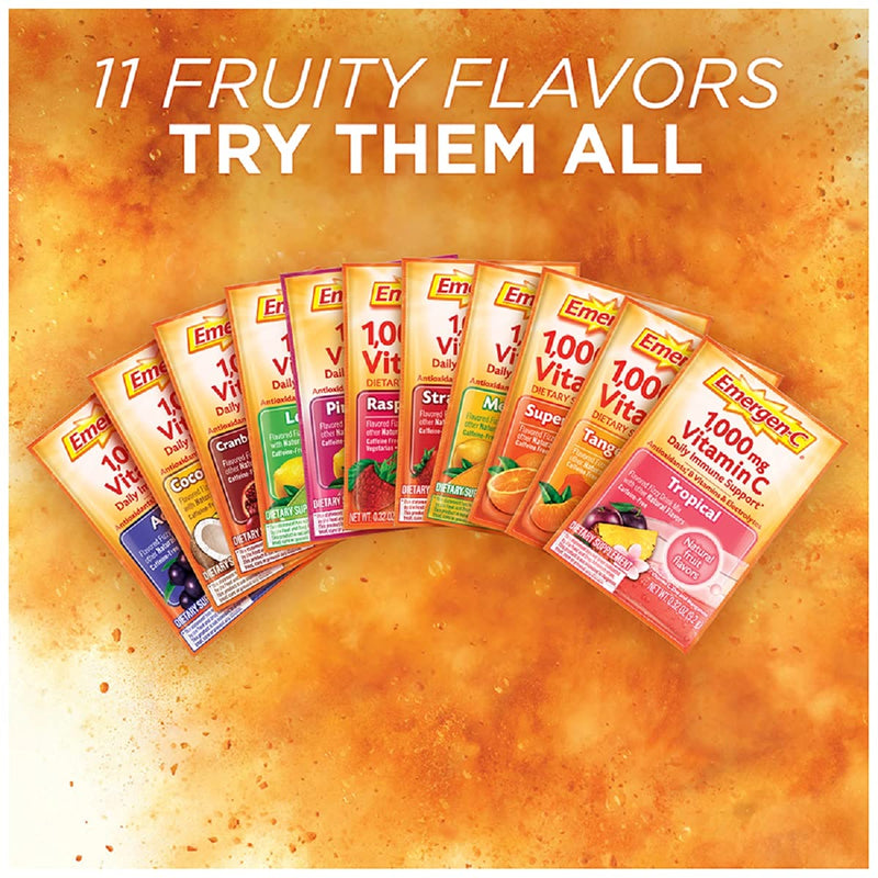 Emergen-C 1000mg Vitamin C Powder, with Antioxidants, B Vitamins and Electrolytes, Immunity Supplements for Immune Support, Caffeine Free Fizzy Drink Mix, Raspberry Flavor - 30 Count/1 Month Supply 0.32 Ounce (Pack of 30) - NewNest Australia