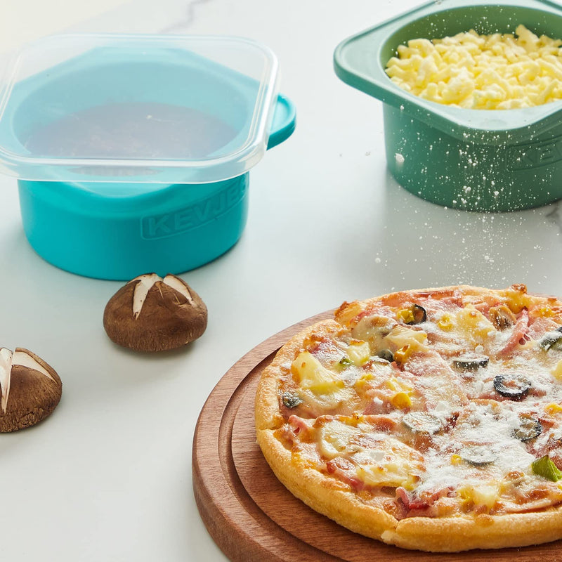 KEVJES Stackable Silicone Artisan Pizza Dough Proving Containers with Lids-2 pack-500ml Portion (Blue) Blue 2 - NewNest Australia