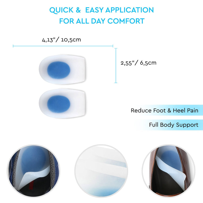 Soles Silicone Heel Cups (Pair) Soft Cushions to Help Relieve Foot Pain, Bone Spurs, Plantar Fasciitis - Hypoallergenic Stain and Odor Resistant - Unisex (L / 39-40-41), Transparent L / 39-40-41 - NewNest Australia