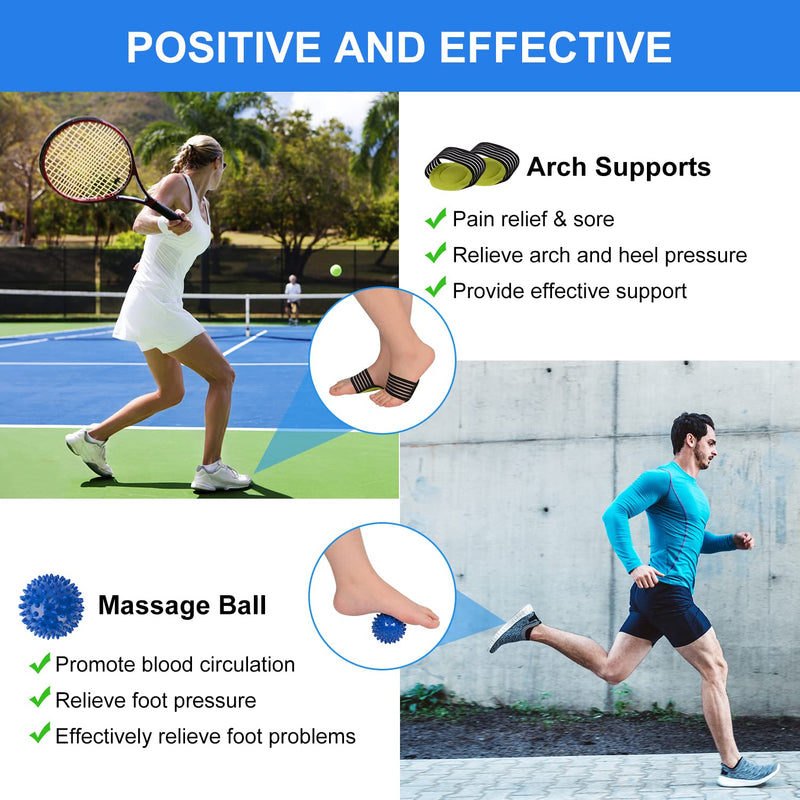 supregear Plantar Fasciitis Night Splint Set, Adjustable 3 Straps Foot Splint Support Ankle Brace with Massage Ball and Arch Supports for Plantar Fasciitis Flat Feet Achilles Tendonitis, Black - NewNest Australia