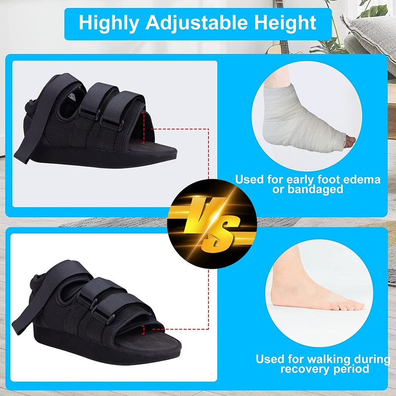 Post Op Recovery Shoe Adjustable Medical Walking Shoe Forefoot Off-Loading Healing Shoe for Post Surgery or Operation Support, Broken Foot, Bunions Broken Big Toe Surgery Flat (L) L - NewNest Australia