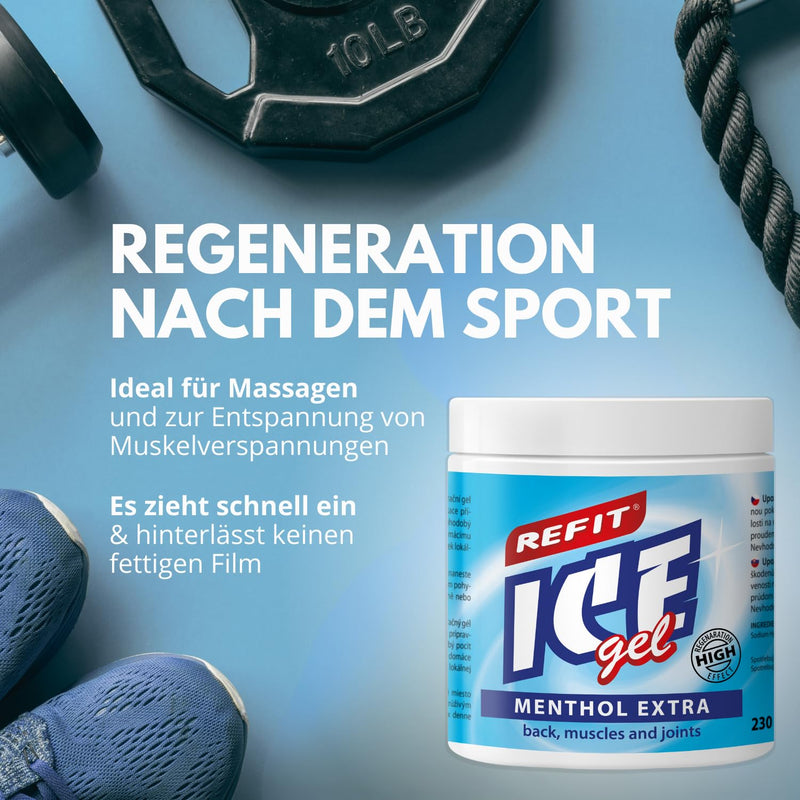 Refit Ice Gel Menthol Extra XXL 500 ml - Extra pain gel - high menthol content - extra cooling - suitable for leisure and professional sports - for regeneration and relaxation - unique formula 500 ml (pack of 1) - NewNest Australia