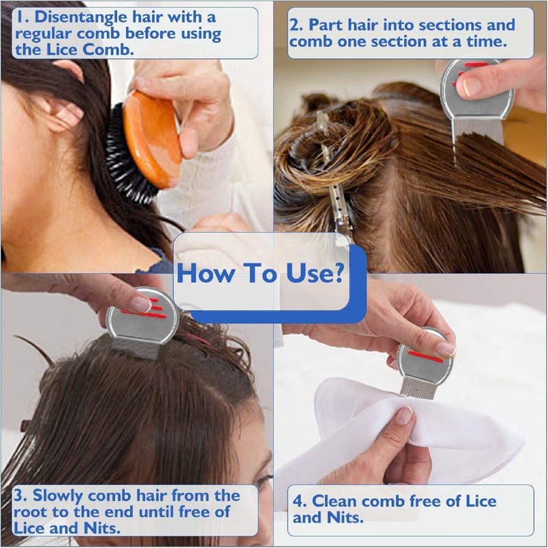 Lice Comb (Pack of 2) Head Lice Treatment, that's Individually Packaged Professional Stainless Steel Louse and Nit Combs Removes Eggs with Rounded Tips for Comfort - NewNest Australia