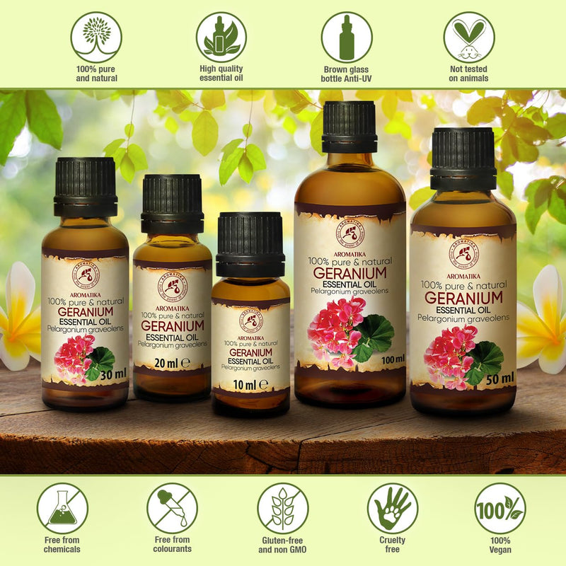 Geranium Essential Oil 50 Ml - Pelargonium Graveolens - Madagascar - 100% Pure & Natural Geranium Bourbon Oil For Aromatherapy - Aroma Diffuser - Oil Burner - Spa - Room Fragrance - Rose Geranium - NewNest Australia