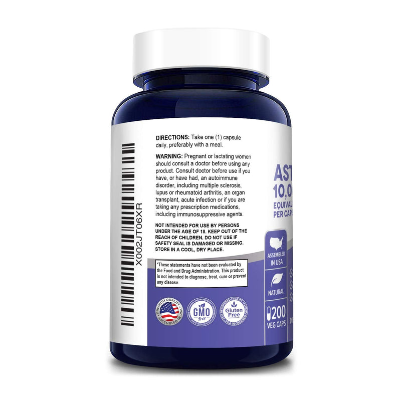 Astragalus 10000 mg Per Caps 200 Veggie Capsules (Vegetarian, Non-GMO & Gluten-Free) Max Strength - NewNest Australia