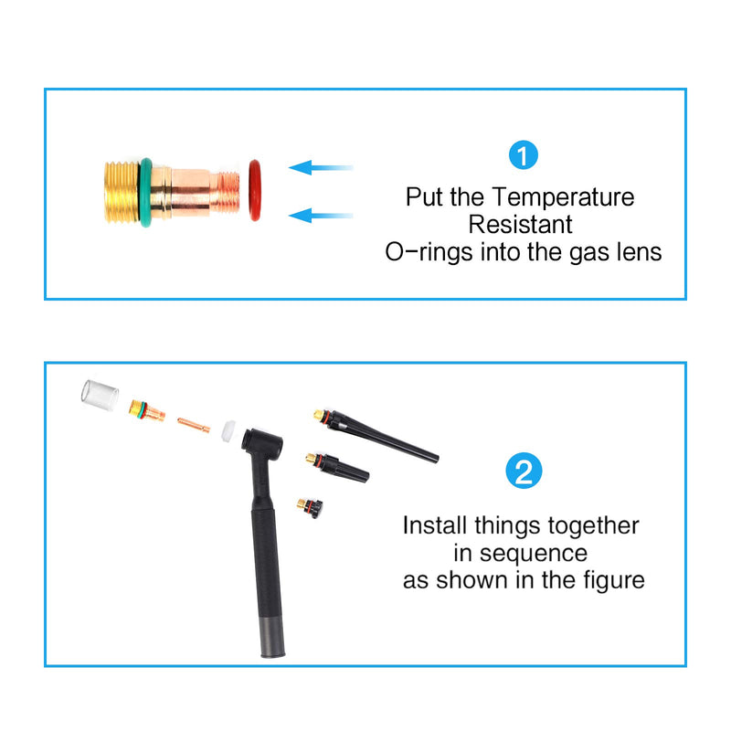 RX WELD 55PCS TIG Welding Torch Stubby Gas Lens #10 Pyrex Glass Cup Kit For WP-17/18/26 Medium - NewNest Australia
