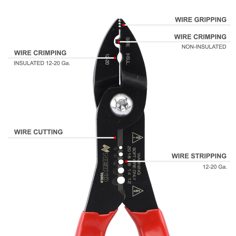 Neiko 02037A Compact 4-in-1 Multi-Purpose Wire Service Tool | Gripper, Cutter, Stripper, Crimper - NewNest Australia