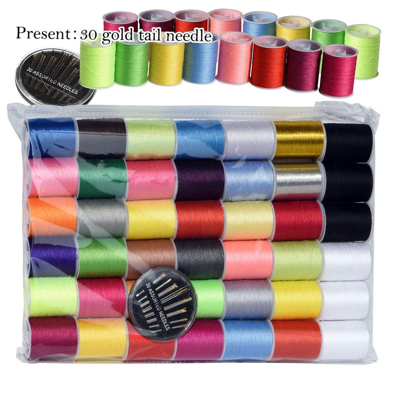 42 Color (2300Y) Sewing Thread Kit High Strength Thread Rainbow Color for Manual Embroidery or Sewing Machine Sewing kit Embroidery Free 30 Quality Golden Tail Needles - NewNest Australia