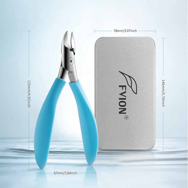 FVION Toenail Clippers for Thick Nails - Long Handle Nail Clippers for Thick Nails, Wide Jaw Ingrown Toenails Clippers, Slight Curved Blade Pointed Tip Ingrown Toenail Tool - Blue - NewNest Australia