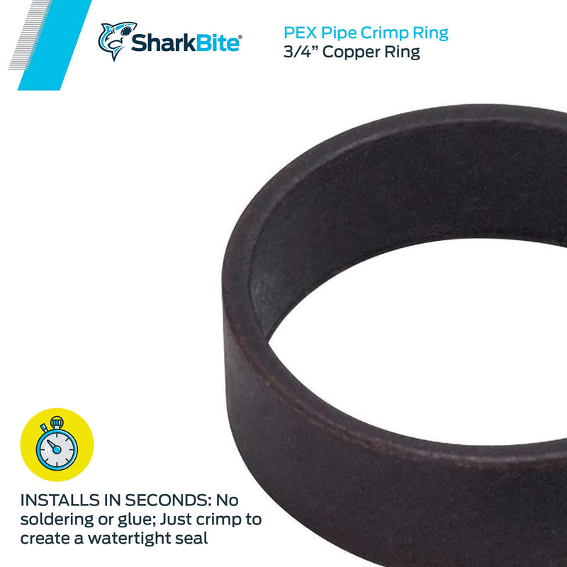 SharkBite Available PEX Pipe Crimp Ring 3/4 Inch, Plumbing Fittings, Pack of 25, 23103CP25, 3/4-Inch, 25 - NewNest Australia