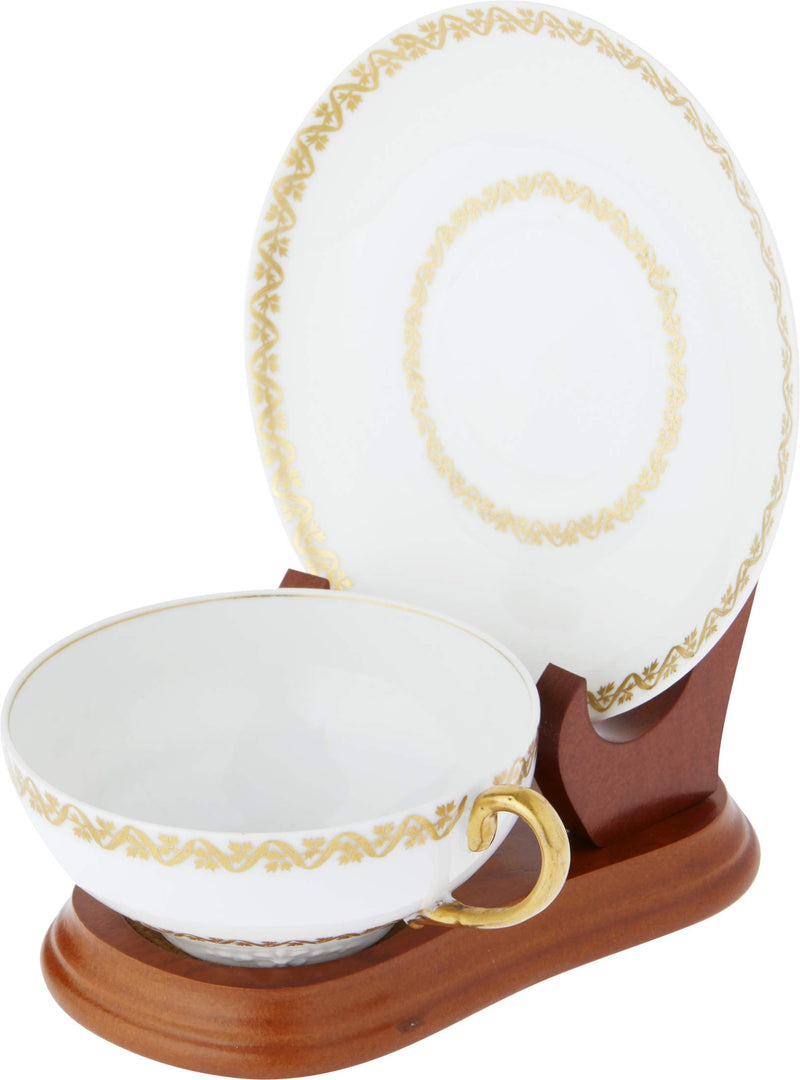 NewNest Australia - Bard's Elevated Saucer Walnut Cup & Saucer Stand, 4" H x 4.25" W x 6" D, Pack of 2 