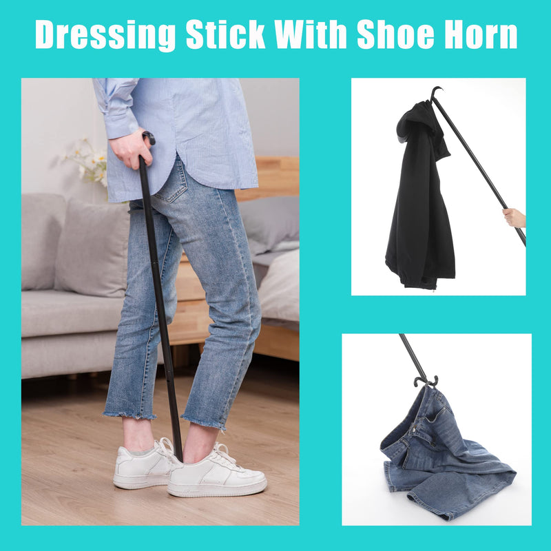 Fanwer Shoe horn Long handle for Seniors - 33.5" Long Dressing Stick, Sock Remover Tool, Stable, Not easy to break, Adjustable, for Disabled, Knee & Hip Replacements and Back Problems People Black - NewNest Australia
