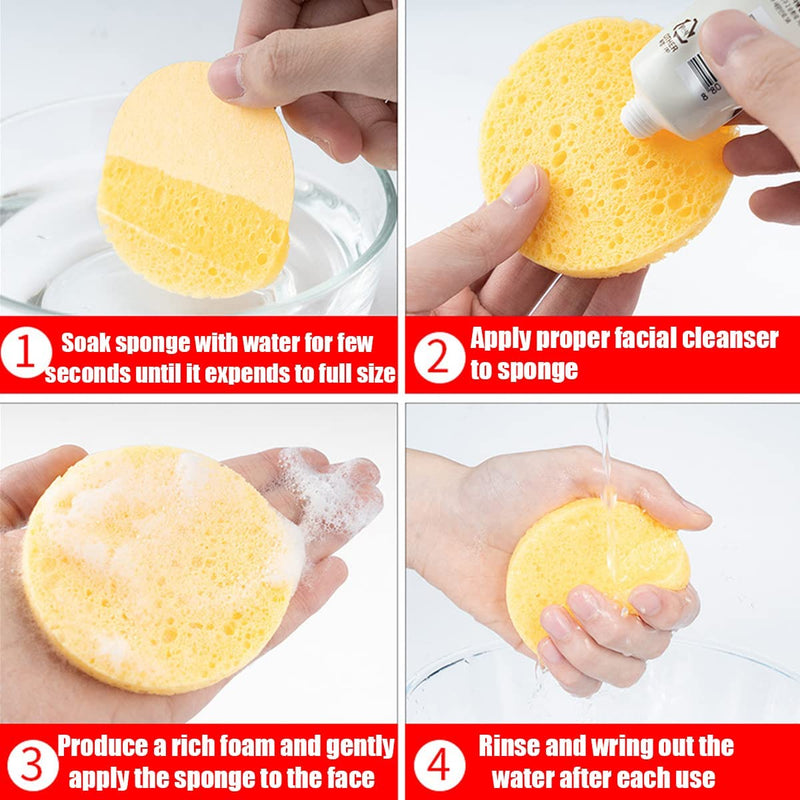 60 Count Facial Sponges Cleansing, White Compressed Face Sponges Cleansing Natural Wood Pulp Cotton Face Washing Sponge Cosmetic Sponges for Makeup Removal Exfoliating(2.5 Inch) - NewNest Australia