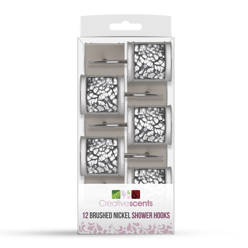 Creative Scents Shower Curtain Hooks - Set of 12 Shower Rings for Bathroom Shower Curtain Rod - 100% Rust Proof- Brushed Nickel Collection (Silver) - NewNest Australia