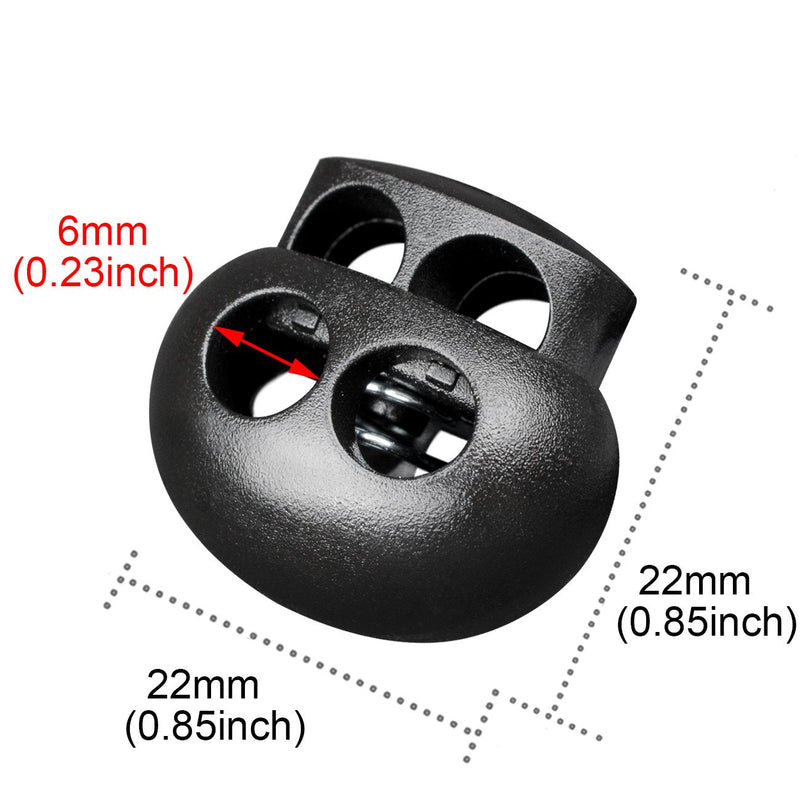 DYZD Plastic Cord Lock End Toggle Double Hole Spring Stopper Fastener Slider Toggles End (Black,10 PCS) Black - NewNest Australia