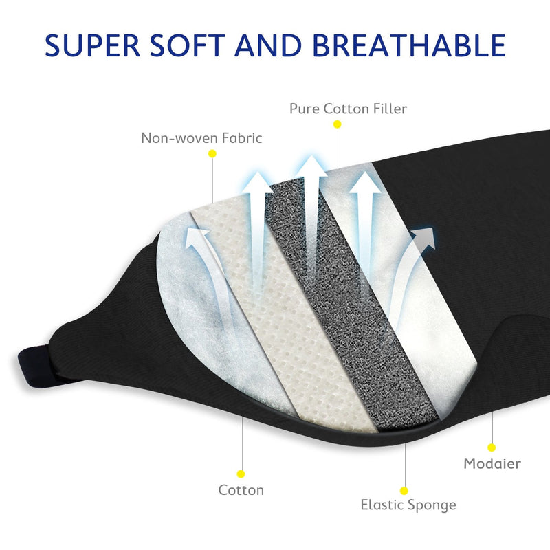 Mavogel Cotton Sleep Eye Mask - Updated Design Light Blocking Sleep Mask, Soft and Comfortable Night Eye Mask for Men Women, Eye Blinder for Travel/Sleeping/Shift Work, Includes Travel Pouch, Black - NewNest Australia
