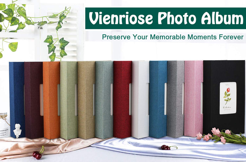 Vienrose Linen Photo Album 300 Pockets for 4x6 Photos Fabric Cover Photo Books Slip-in Picture Albums Wedding Family Anniversary Baby 300-black - NewNest Australia