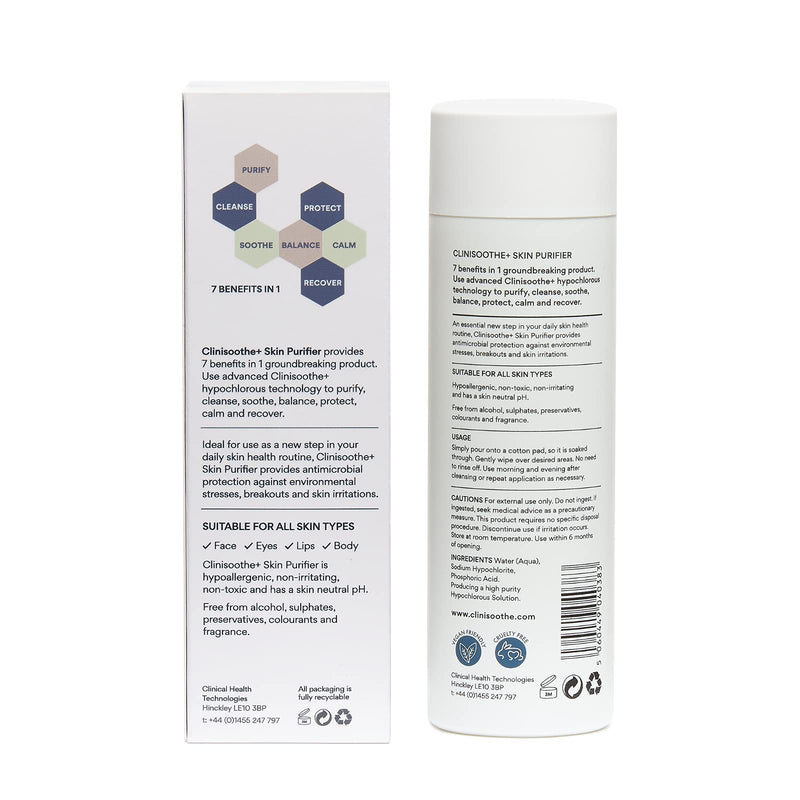 Clinisoothe+ Skin Purifier 250 ml (Pack of 1), Clear - with hypochlorous technology to protect the skin from pollutants and impurities, prevent breakouts and promote rapid recovery 250 ml (Pack of 1) - NewNest Australia
