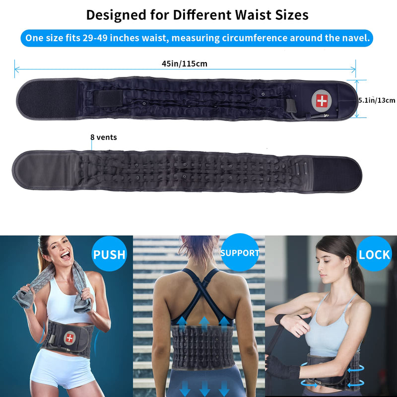 6xigouma Decompression Back Belt - Lumbar Support Belt for Men and Women, Lower Back Pain Relief, Back Traction Device, Fits Waist Size 74-124cm (Blue) Blue - NewNest Australia