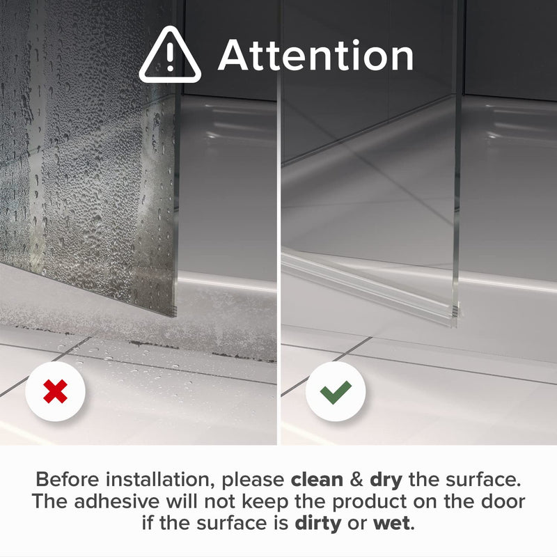 Frameless Shower Door Bottom Seal X-Protector - 40" Shower Door Seal For All Door Thicknesses - Self-Adhesive Shower Door Sweep - Premium Door Bottom Seal Strip - Silicone Glass Shower Door Seal Strip - NewNest Australia