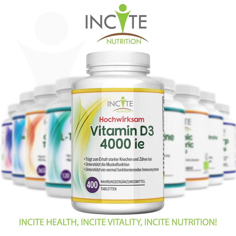 Vitamin D 4000 Iu - 400 Easy To Absorb Premium Vitamin D3 Micro Tablets - Every Four Day Highly Effective Tablet Cholecalciferol Vit D3 - Vegetarian Supplement - Made By Incite Nutrition In The Uk - NewNest Australia