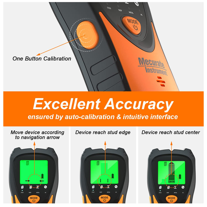 Mecurate Stud Finder Wall Scanner Sensor - 5 in 1 Electronic Stud with LCD Display & Audio Alarm for Wood AC Live Wire Metal Studs Detection Joist Pipe - NewNest Australia