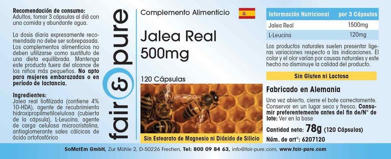 Fair & Pure® - Royal Jelly 500 mg - 120 capsules - Standardized to 4% 10-HDA - Gently freeze-dried - NewNest Australia