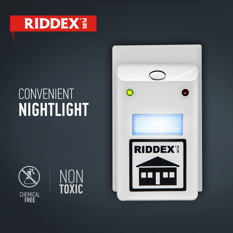 RIDDEX Plus Insect Repellent | Plug in, Mouse Deterrent - Pest Control for Defense Against Rats, Mice, Roaches, Bugs and Insects | Control Pests with No Chemicals or Poison | White - NewNest Australia