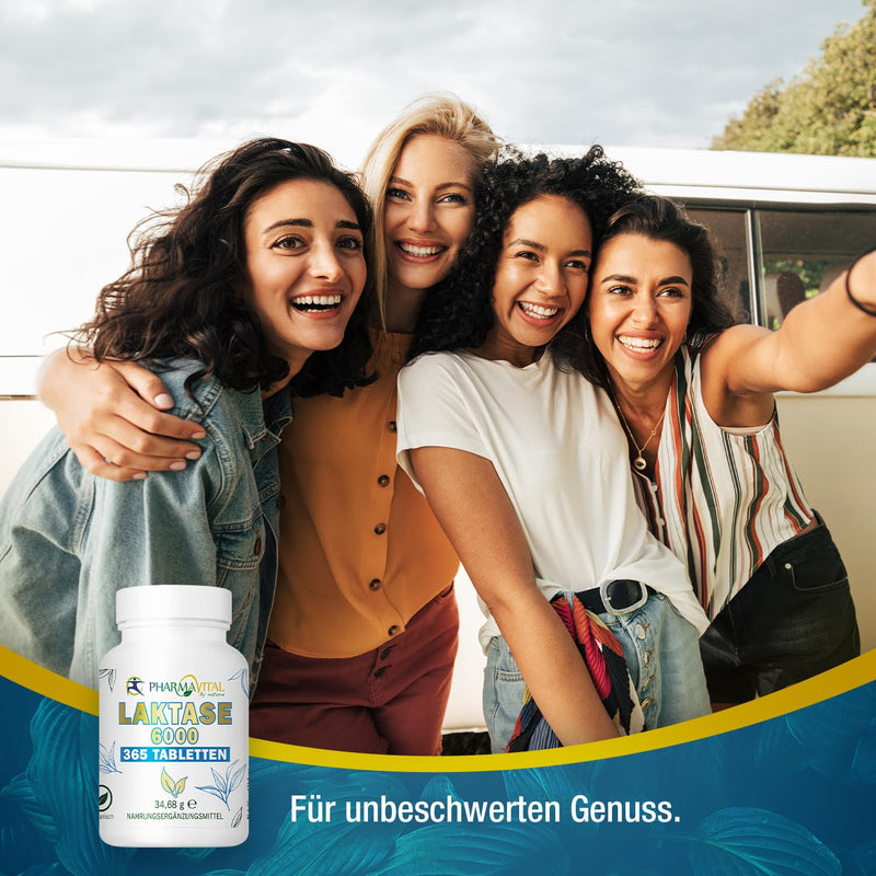 PharmaVital Lactase 6,000 FCC - 365 tablets for the digestion of dairy products Supports lactose intolerance Lactase Enzyme Lactase Reduces flatulence, diarrhea and discomfort Lactase 6000 365 tablets (pack of 1) - NewNest Australia