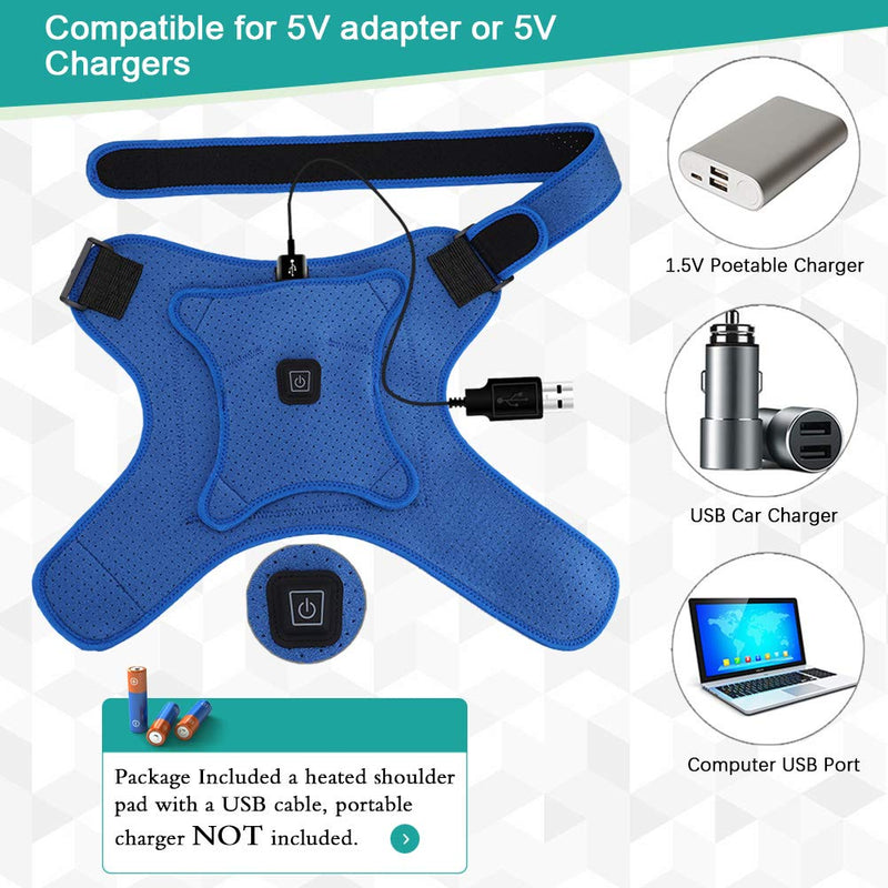 Heated Shoulder Support Brace, Shoulder Heating Pad for Rotator Cuff, Arm Wrap Brace USB Electric, Frozen AC Joint, Dislocation Sprains and tendonitis Muscles Pain Relief (L) - NewNest Australia