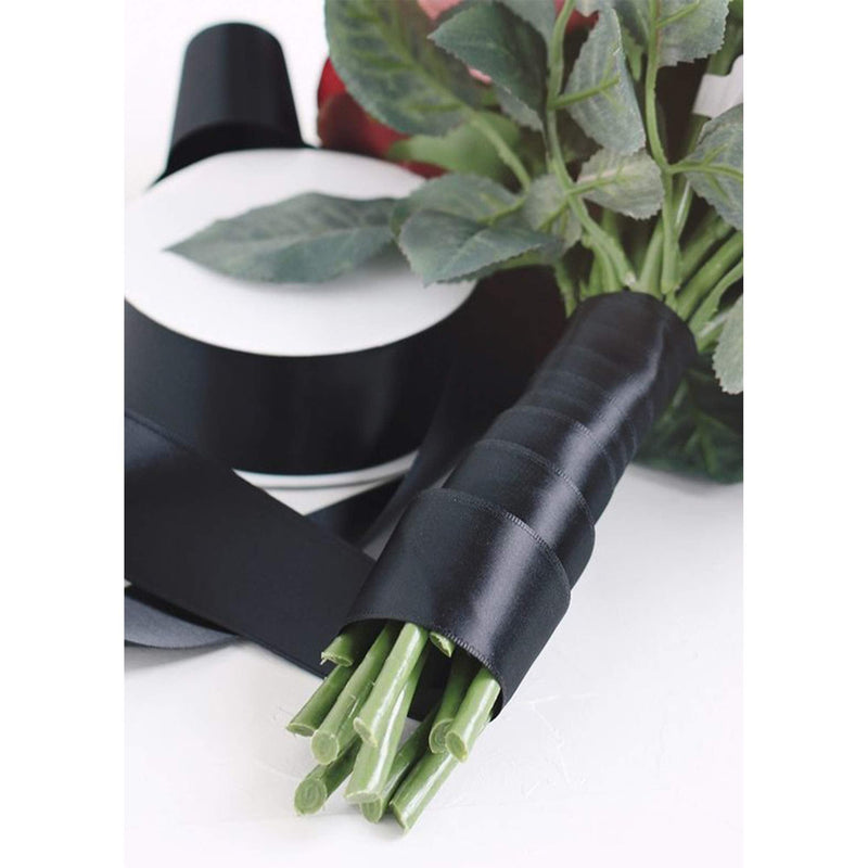 VATIN 1-1/2 inch Wide Double Face Solid Satin Ribbon Roll - 50-Yards ( Black) 1-1/2" x 50 Yards - NewNest Australia
