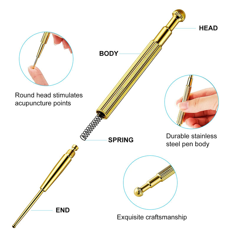 4PCS Massage Tools Acupuncture Pen Self Massage Gua Sha Pointing Pen with Silver Stainless Steel Ear Point Acupuncture Pen with Gold Double Headed Ear Massage Pen - NewNest Australia