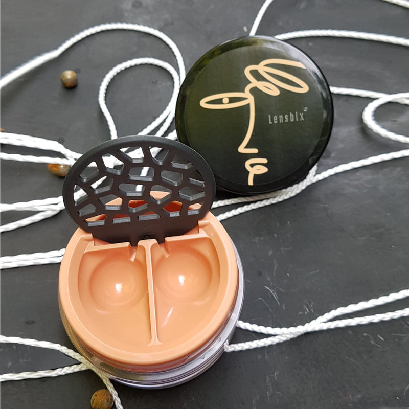 Lensbix contact lens case Faceline. The innovative gift for lens wearers with a lineart motif in candy colors. (Apricot No.14) Apricot No.14 - NewNest Australia