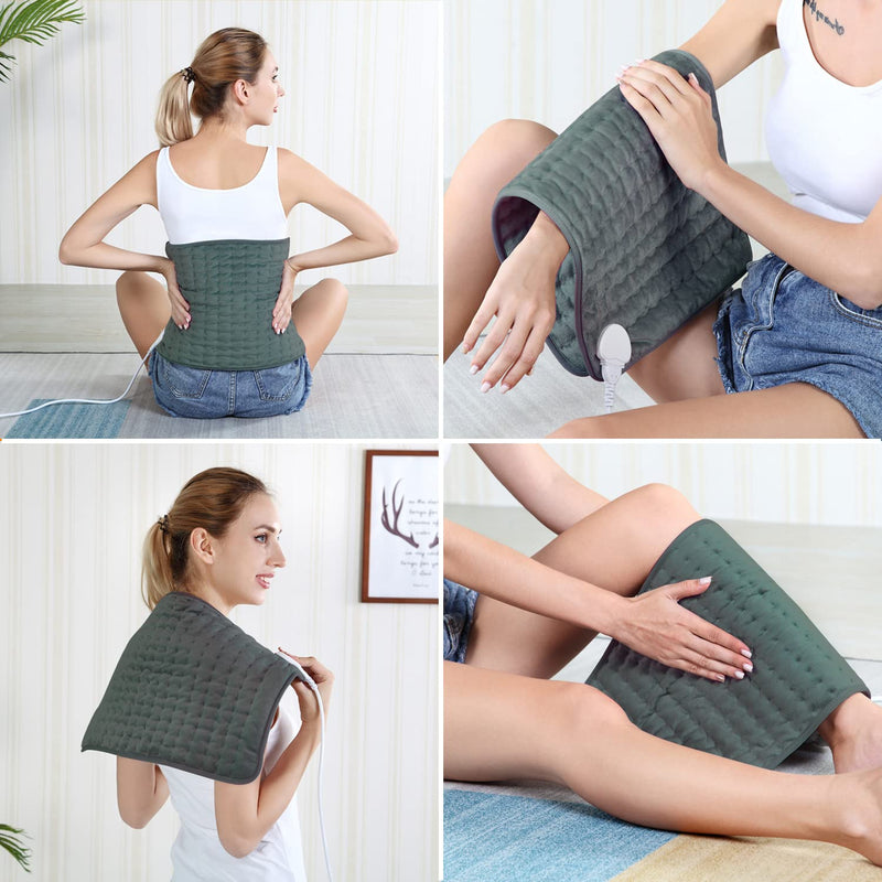 Heating pad, electric heat pad with automatic switch-off and 6 temperature levels, heating pad for back, neck, shoulder, stomach, machine washable (dark grey, 30 x 60 cm) dark grey - NewNest Australia