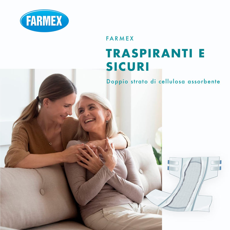 Farmex Incontinence Nappy For Adults, Tnt Super Absorbent Disposable Underwear For Bladder Weakness, Breathable And Hypoallergenic, Skin-Friendly, L, Pack Of 30 - NewNest Australia
