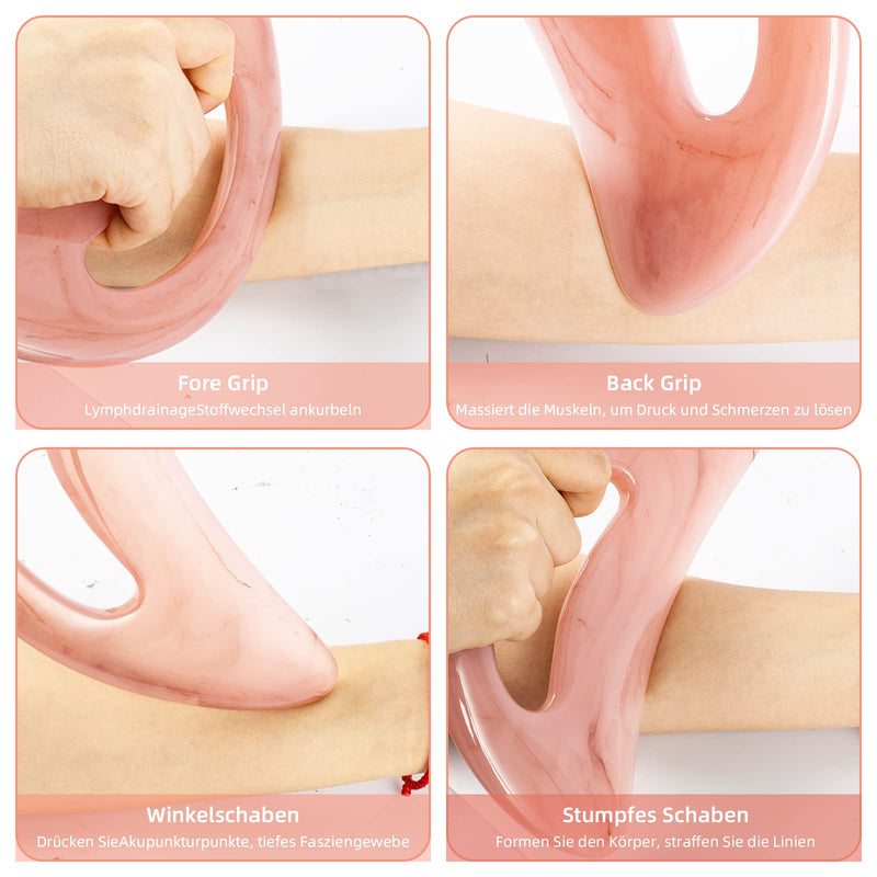 Gua Sha Massager with Handle Gua Sha Stone Facial Treatment Tool for Spa Acupuncture Therapy on Face, Back Full Body Massage (Pink) - NewNest Australia