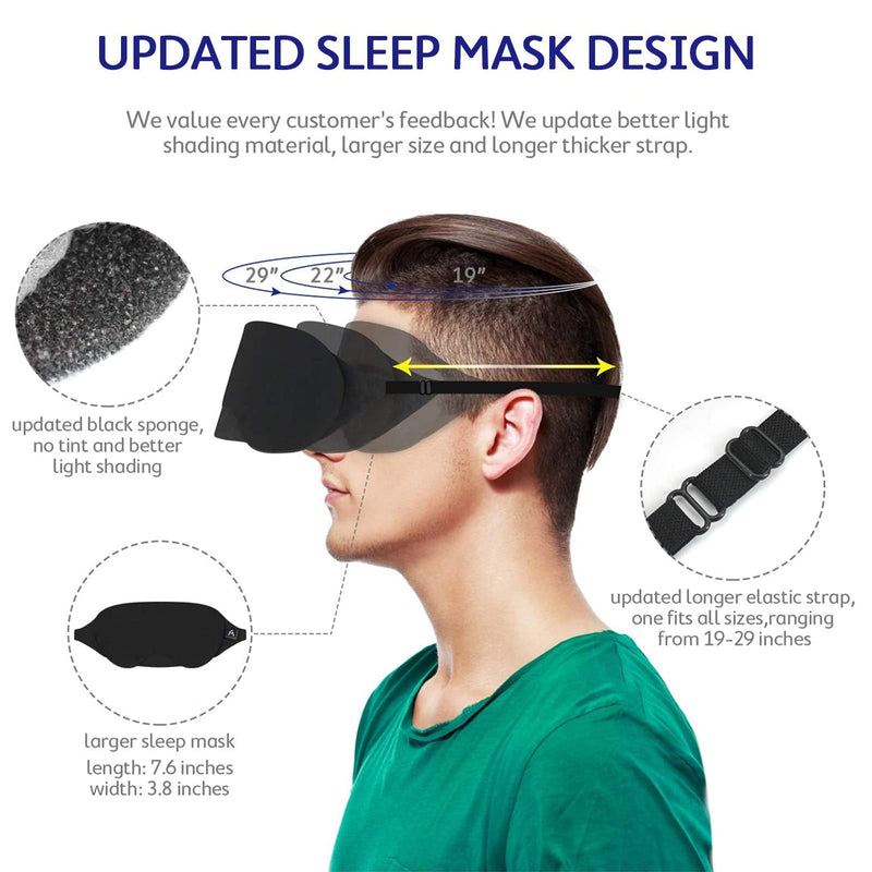 Mavogel Cotton Sleep Eye Mask - Updated Design Light Blocking Sleep Mask, Soft and Comfortable Night Eye Mask for Men Women, Eye Blinder for Travel/Sleeping/Shift Work, Includes Travel Pouch, Black - NewNest Australia