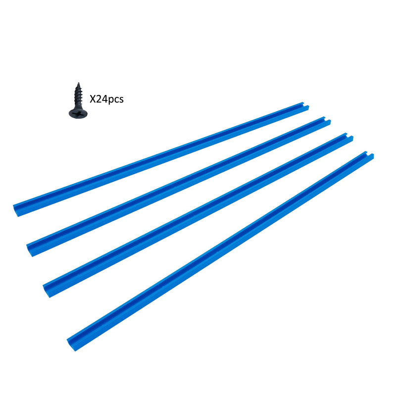 T-track 24 inch with Wood Screws–Double Cut Profile Universal with Predrilled Mounting Holes -Woodworking and Clamps -High Strength Aluminum Alloy 6063 –Frosted Surface Anodized - 4 PK (Blue) 24" - NewNest Australia