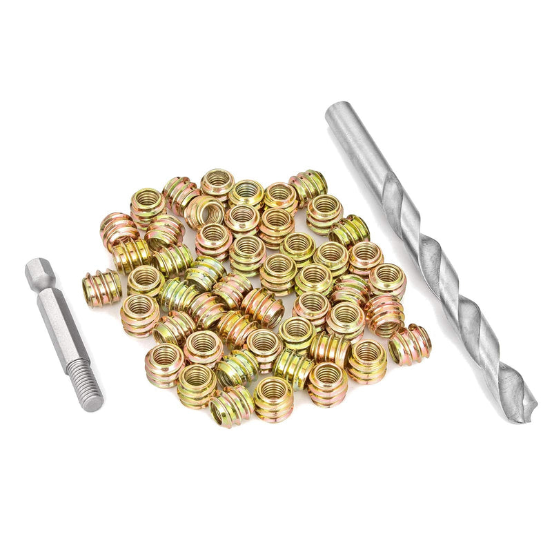 PGMJ 80 Pieces M6 Flush Nut Inserts Wood Bolt Furniture Headless Screw in Nut Threaded Fastener Connector for Wood Furniture Assortment (M6x10mm-H) M6x10mm-H - NewNest Australia