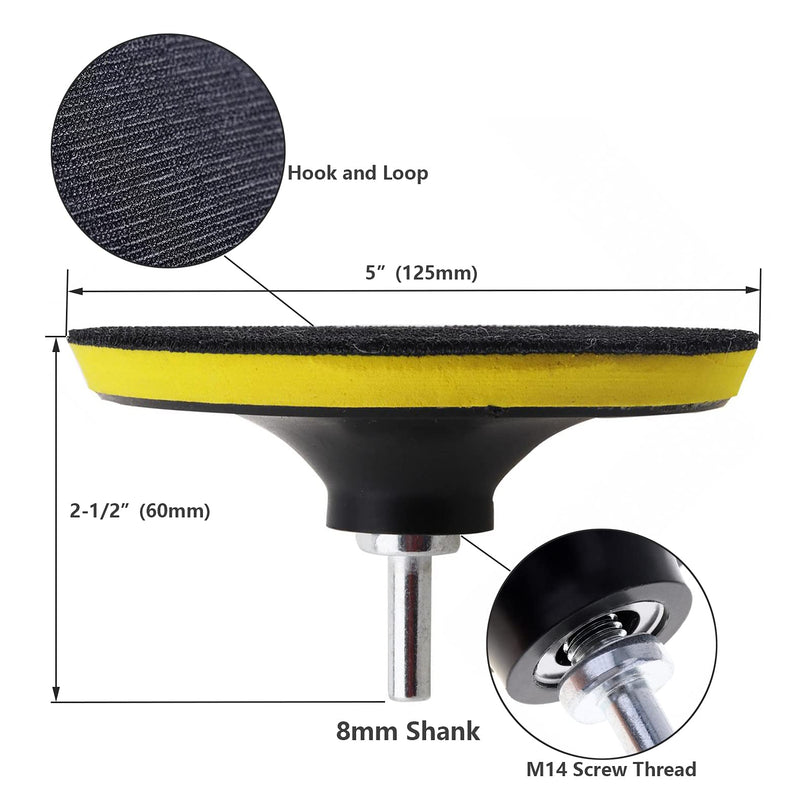 Yakamoz 2Pcs 5 Inch Hook and Loop Backing Pad Sanding Holder Polishing Backer Plate with M14 Thread to 8mm Adapter for Orbital Sander Buffer Polisher - NewNest Australia