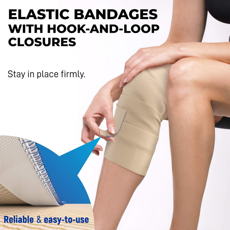 Premium Compression Bandage - Pack of 4 - (2 x 10cm & 2 x 15cm) - Self-Closing Elastic Bandage Wrap - Latex Free - Washable & Reusable Adhesive 4pk - NewNest Australia