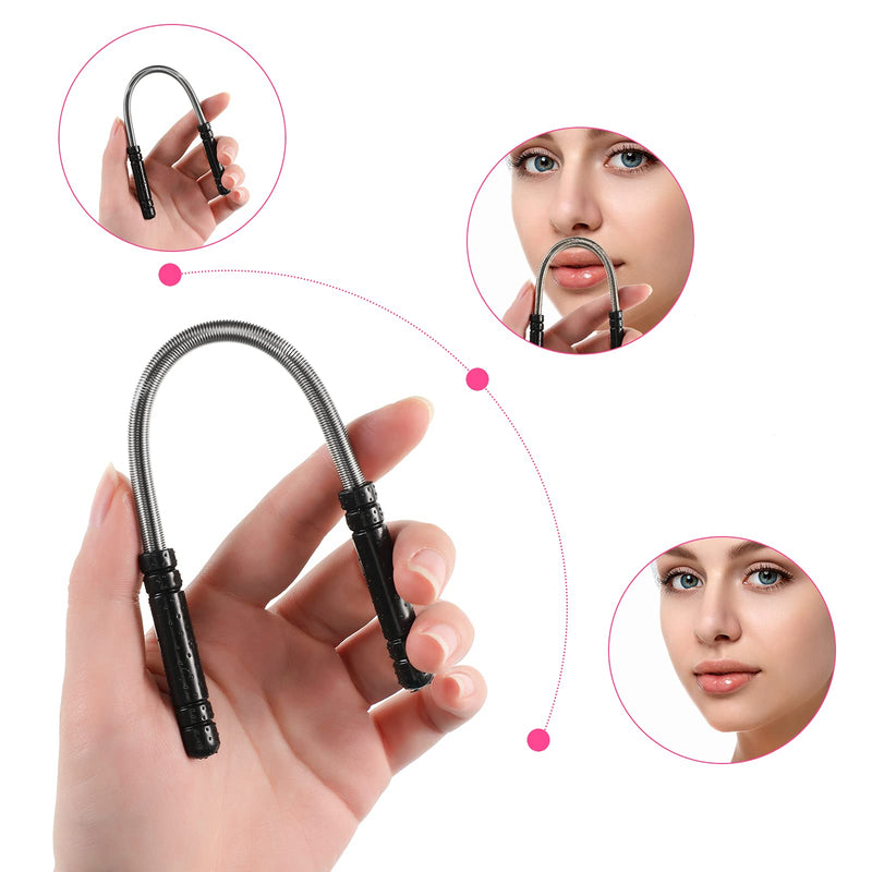 2 Pieces Facial Hair Remover Feather Eyebrow Face Epilator Threading Tool Remove Hair from Upper Lip, Chin, Cheeks and Neck for Women or Men (Black, Rose Red) - NewNest Australia