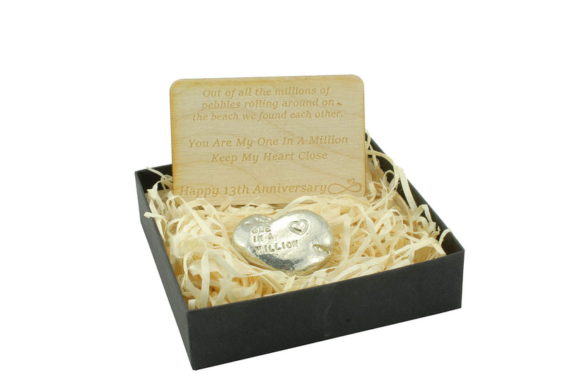 NewNest Australia - 13th Your My One in A Million Gift - 13th Anniversary Metal Heart Pebble Gift -Keep My Heart Close 