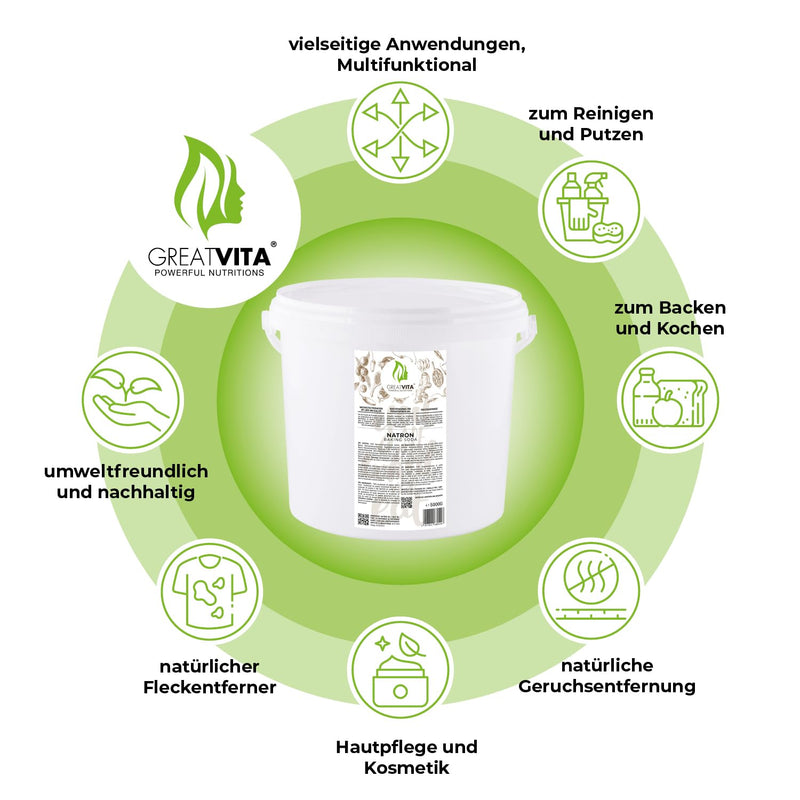 Baking soda powder - 5000 g/baking powder E 500ii | Premium Quality | Ecological sodium carbonate/high purity food grade | GreatVita, around 5.00 kg (pack of 1) - NewNest Australia