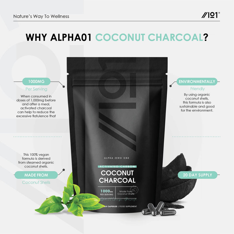 Activated Coconut Charcoal 1000mg | Made from Organic Thai Coconut Shells | for Bloating & Gas, Digestion & Flatulence Natural Relief | Vegan & Keto Friendly Supplement | 60 Capsules 60 count (Pack of 1) - NewNest Australia