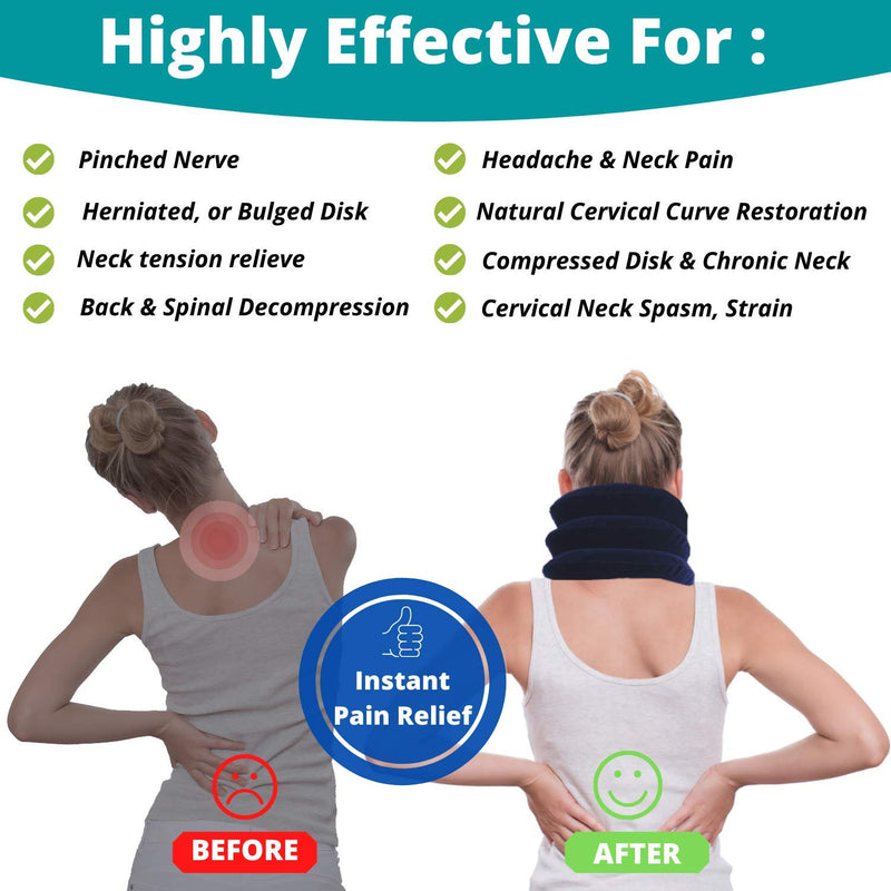 MEDIZED® Cervical Neck Stretcher Traction Device, Neck Support Brace, Inflatable & Adjustable Neck Support Pillow is Ideal for Spine Alignment & Chronic Neck Pain Relief Blue - NewNest Australia
